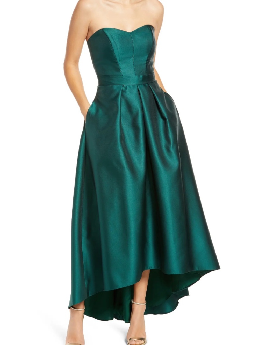 Alfred Sung Strapless High/Low Ballgown in Hunter Sz 10R